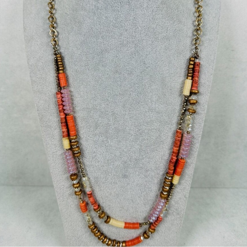 Loft Beaded Layered Gold Tone Necklace